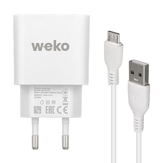 WEKO WK-21436 M7 2.1 AMPER ŞARJ BAŞLIK ADAPTÖRÜ + MICRO USB KABLO (NO:3) resmi