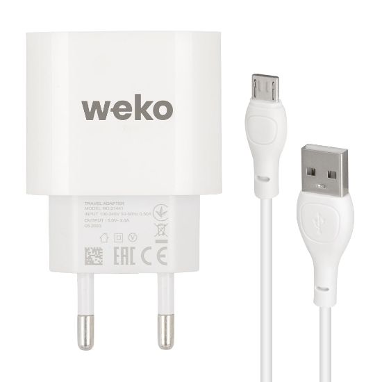 WEKO WK-21441 PDU QC 3.0 AMPER ŞARJ BAŞLIK ADAPTÖRÜ + MICRO USB KABLO (NO:1) resmi