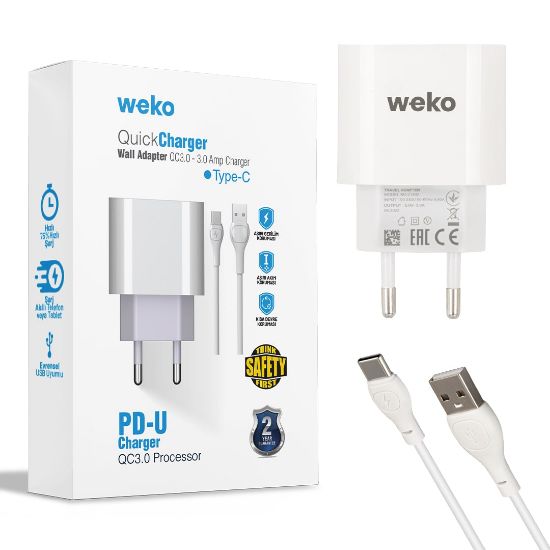 WEKO WK-21442 PDU QC 3.0 AMPER ŞARJ BAŞLIK ADAPTÖRÜ + TYPE-C KABLO (NO:1) resmi