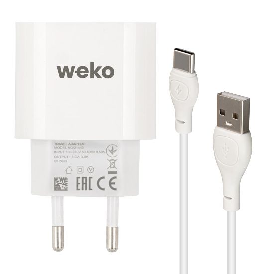 WEKO WK-21442 PDU QC 3.0 AMPER ŞARJ BAŞLIK ADAPTÖRÜ + TYPE-C KABLO (NO:1) resmi