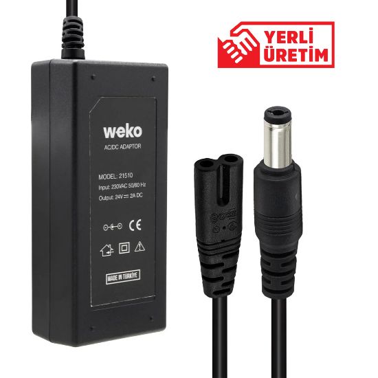 WEKO 24 VOLT - 2 AMPER 5.5*2.5 UÇLU YERLİ ÜRETİM PLASTİK KASA MASAÜSTÜ ADAPTÖR resmi