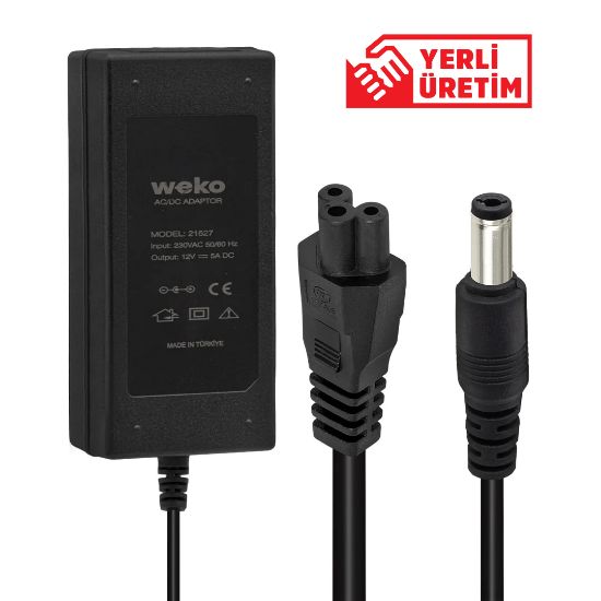 WEKO 12 VOLT - 5 AMPER 5.5*2.5 UÇLU YERLİ ÜRETİM PLASTİK KASA MASAÜSTÜ ADAPTÖR resmi