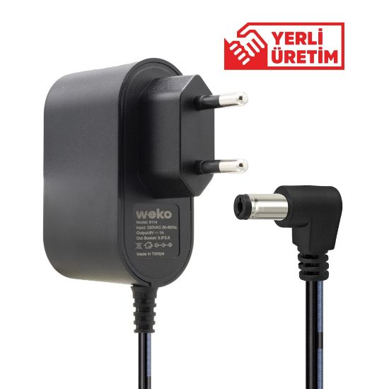 WEKO 9 VOLT - 1 AMPER 5.5*2.5 L UÇLU YERLİ ÜRETİM PRİZ TİPİ ADAPTÖR resmi