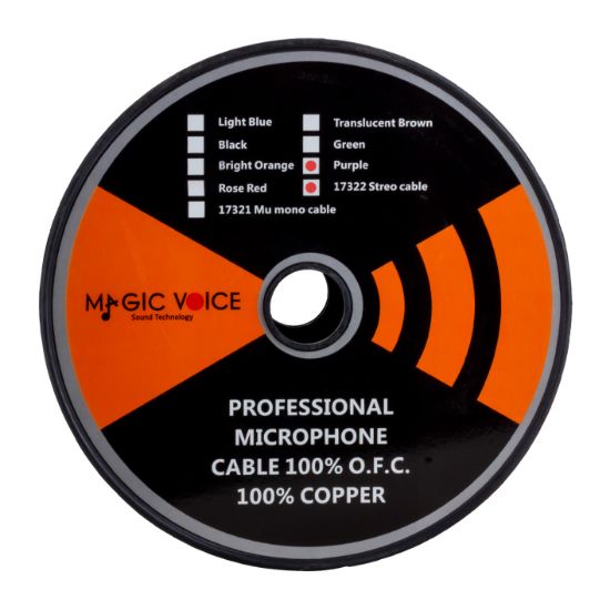 MAGICVOICE MİKROFON KABLOSU STEREO 1.KALİTE 100 METRE MOR resmi