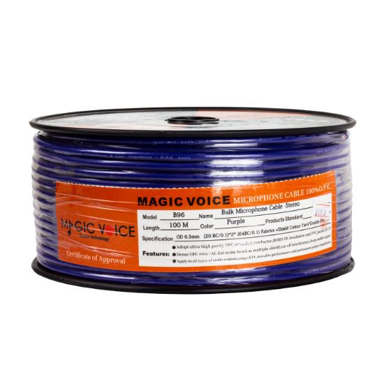 MAGICVOICE MİKROFON KABLOSU STEREO 1.KALİTE 100 METRE MOR resmi