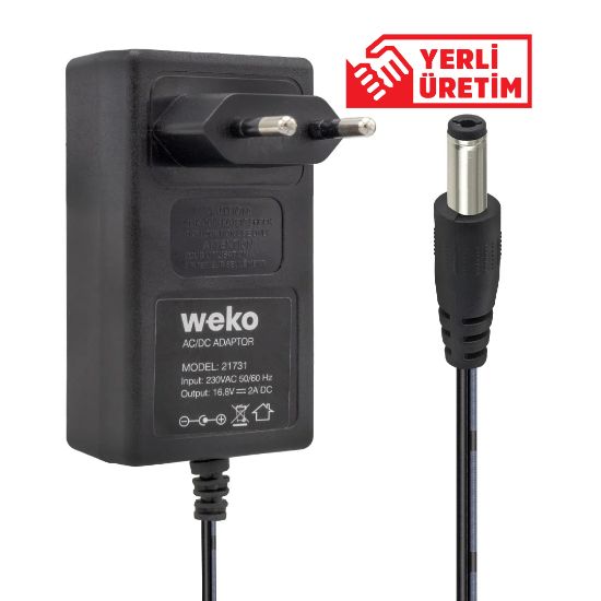 WEKO 16.8 VOLT - 2 AMPER 5.5*2.5 UÇLU KIRMIZI YEŞİL LEDLİ PRİZ TİPİ ŞARJ ADAPTÖRÜ resmi