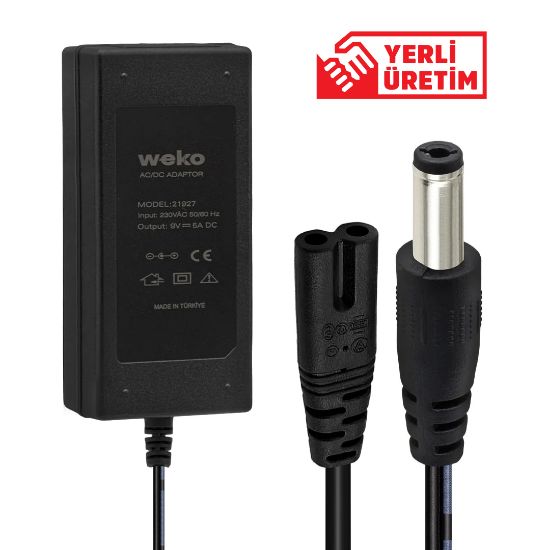 WEKO 9 VOLT - 5 AMPER 5.5*2.5 UÇLU YERLİ ÜRETİM YAZAR KASA/POS MAKİNESİ MASAÜSTÜ  ADAPTÖR resmi