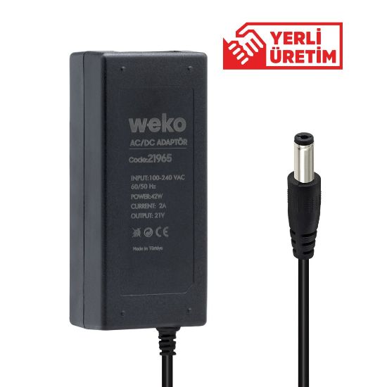 WEKO 21 VOLT- 2 AMPER YERLİ ÜRETİM MASAÜSÜTÜ 5.5*2.5 UÇLU ŞARJLI MATKAP ADAPTÖRÜ resmi