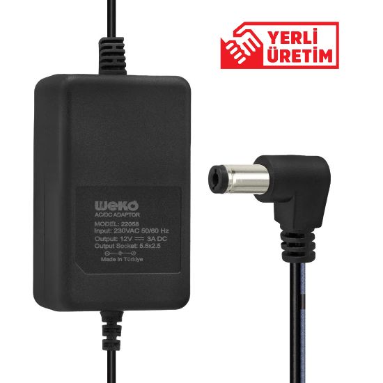 WEKO 12 VOLT - 3 AMPER 5.5*2.5 UÇLU YERLİ ÜRETİM PLASTİK KASA MASAÜSTÜ ADAPTÖR resmi