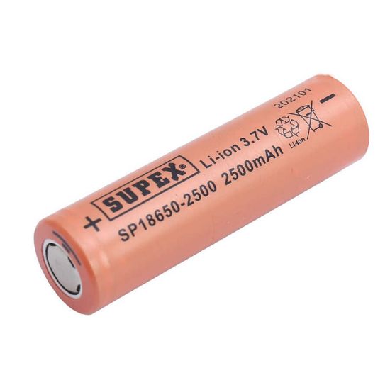 SUPEX 18650-2500 3.7 VOLT 2500 MAH DÜZ KAFA LI-ION PİL resmi