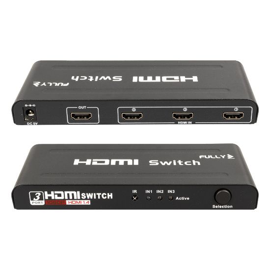 FULLY G-538H 3 GİRİŞ 1 ÇIKIŞ HDMI SWITCHER TOPLAYICI METAL KASA ADAPTÖRLÜ resmi