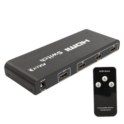 FULLY G-538H 3 GİRİŞ 1 ÇIKIŞ HDMI SWITCHER TOPLAYICI METAL KASA ADAPTÖRLÜ resmi