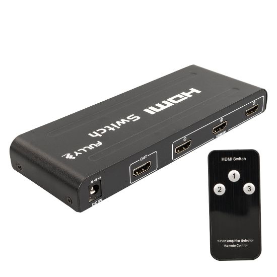 FULLY G-538H 3 GİRİŞ 1 ÇIKIŞ HDMI SWITCHER TOPLAYICI METAL KASA ADAPTÖRLÜ resmi