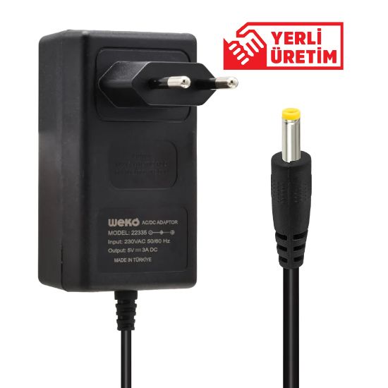 WEKO 5 VOLT - 3 AMPER 2.5*0.7 UÇLU YERLİ ÜRETİM PRİZ TİPİ ADAPTÖR resmi