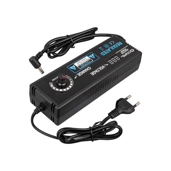 POWERMASTER PM-22380 3 VOLT - 12 VOLT - 10 AMPER 5.5*2.5 UÇLU KADEMELİ ADAPTÖR resmi