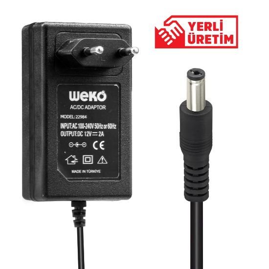 WEKO 12 VOLT - 2 AMPER 5.5*2.1 UÇLU PLASTİK KASA PRİZ TİPİ ADAPTÖR resmi