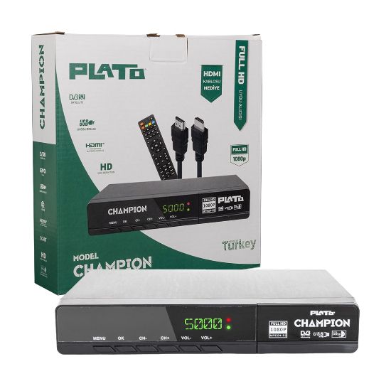 PLATO CHAMPION KASALI FULL HD UYDU ALICISI (SCART+HD)(HDMI KABLO DAHİL) resmi