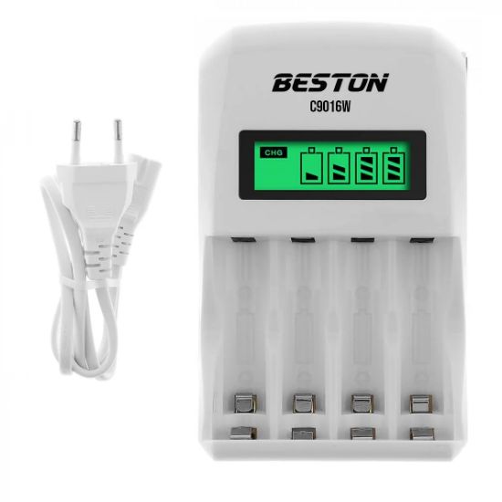 BESTON C9016W LCD EKRAN AA 1800MAH AAA 900MAH EKRANLI SÜPER HIZLI PİL ŞARJ CİHAZI resmi