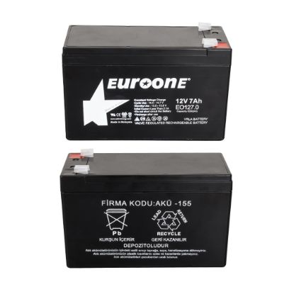 EUROONE EO127.0 12 VOLT - 7 AMPER AKÜ (150 X 65 X 90 MM) resmi