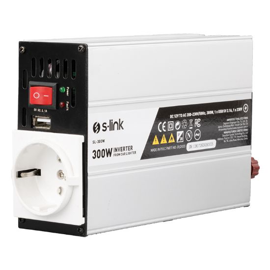 S-LINK SL-300W 300W DC12V-AC230V ÇAKMAKTAN POWER INVERTER resmi