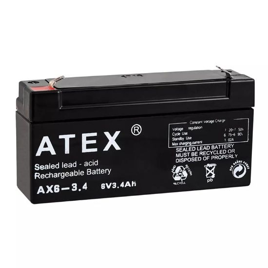 ATEX AX6-3.4 6 VOLT - 3.4 AMPER YATIK AKÜ (12.5X6X3CM) resmi