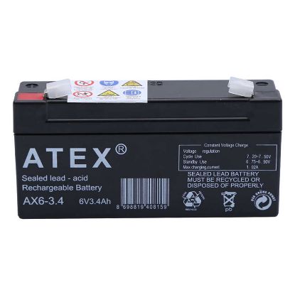 ATEX AX6-3.4 6 VOLT - 3.4 AMPER YATIK AKÜ (12.5X6X3CM) resmi