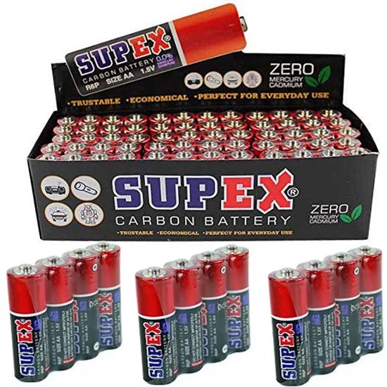 SUPEX R6 1.5 VOLT ÇİNKO KARBON AA KALEM PİL (60LI PAKET FİYATI) resmi