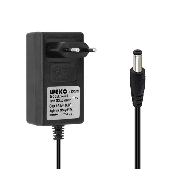 WEKO 7.2 VOLT - 1 AMPER 5.5*2.5 UÇLU KIRMIZI YEŞİL LEDLİ YERLİ ÜRETİM PRİZ TİPİ ŞARJ ADAPTÖR (OUT:6V-1A) resmi