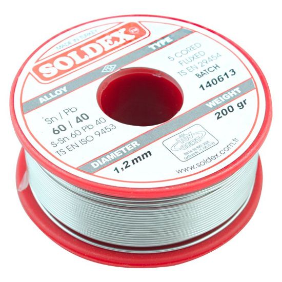 SOLDEX 1.2MM 200 GRAM KALIN LEHİM SN60 PB40 resmi