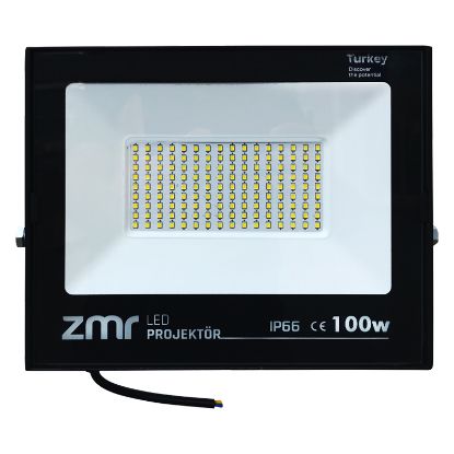 ZMR 100 WATT - 220 VOLT 6500K IP66 150* IŞIK AÇISI SİYAH SLİM KASA BEYAZ LED PROJEKTÖR resmi