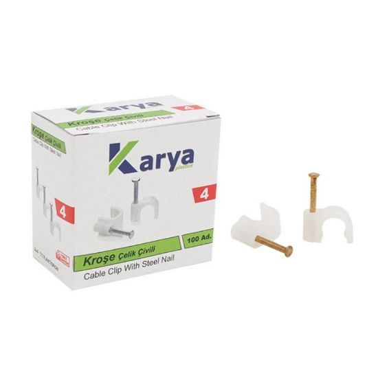 KARYA 4 NUMARA ÇELİK ÇİVİLİ 8 MM KROŞE (100LÜ PAKET)(2X4 ANTİGRON KABLOLAR İÇİN) resmi