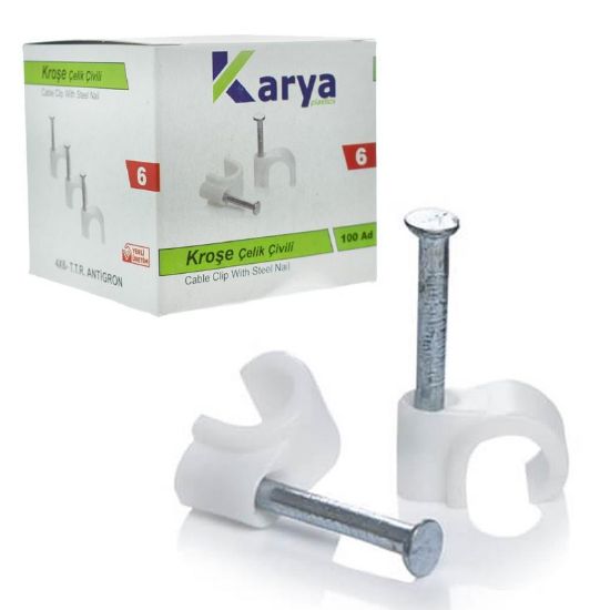 KARYA 6 NUMARA ÇELİK ÇİVİLİ 12 MM KROŞE (100LÜ PAKET)(4X6 ANTİGRON KABLOLAR İÇİN) resmi