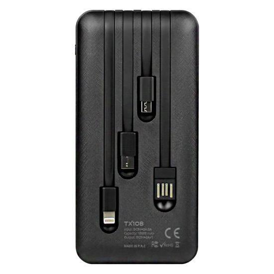 POWERWAY TX108 10000 MAH SİYAH GÖSTERGELİ EKSTRA KABLOLU 4 ÇIKIŞLI POWERBANK resmi