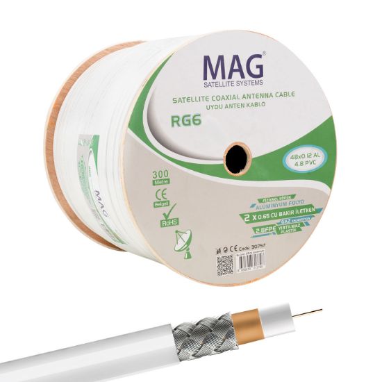 MAG RG59 FA MİNİ DUAL BİTİŞİK 48 TEL ANTEN KABLOSU (300 METRE) resmi