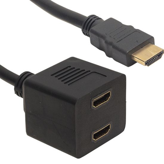 POWERMASTER HDMI ERKEK-HDMI DİŞİ X 2 ADAPTÖR 30 CM KABLO ÇİPSETLİ HDMI ÇOKLAYICI resmi