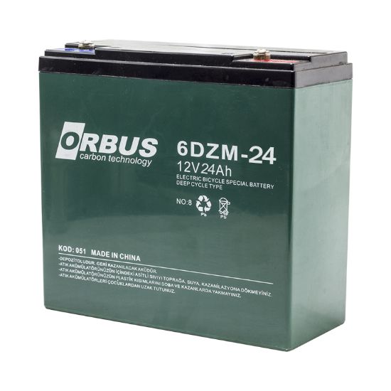 ORBUS / KIJO 6DZM-24 12 VOLT - 24 AMPER ELEKTRİKLİ BİSİKLET AKÜSÜ (180 X 76 X 167 MM) resmi