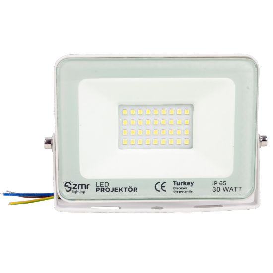 ZMR 30 WATT - 220 VOLT 6500K IP65 150* IŞIK AÇISI BEYAZ SLİM KASA LED PROJEKTÖR resmi