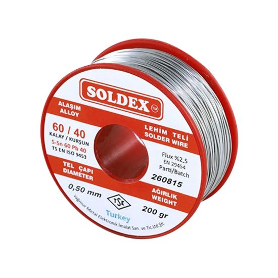 SOLDEX 0.50MM 200 GRAM İNCE LEHİM SN60 PB40 resmi