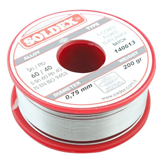 SOLDEX 0.75MM 200 GRAM İNCE LEHİM SN60 PB40 resmi