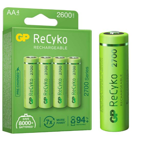 GP RECYKO AA 2600 MAH ŞARJLI 4LÜ PİL GP270AAHCE-2EB4 (GPRHC272E001) resmi