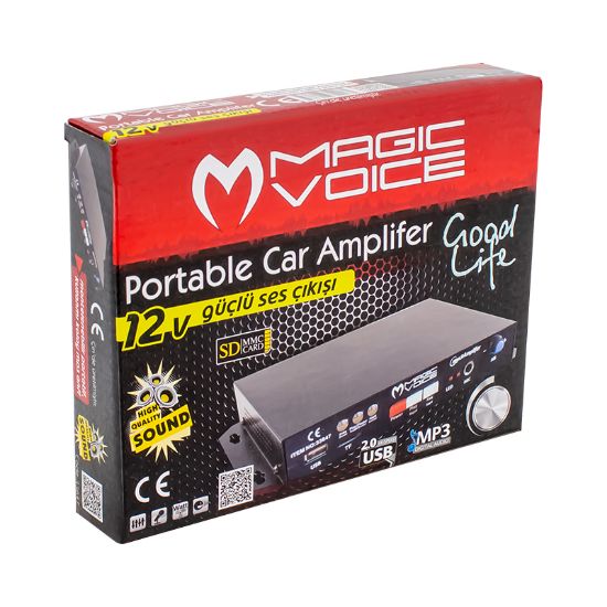 MAGICVOICE MV-129 12V MİNİ-USB MONTELENEBİLİR 20W KAYITLI PAZARCI ARAÇ ANFİSİ resmi