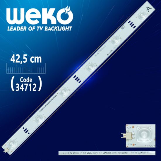 ARCELİK_42_ATHENA_5X6+5X6_2121C_6S1P_L P74 ZBA60600-AA NON HORİZONTAL REV.V0 42,50 CM 6 LEDLİ (WK-19) resmi