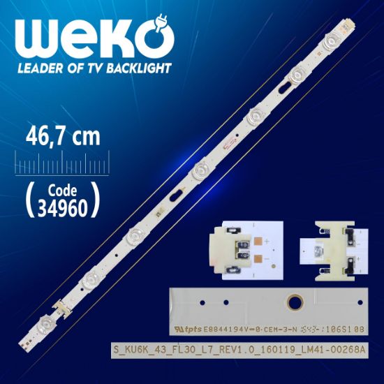 S_KU6K_43_FL30_L7_REV1.0 LM41-00268A - V6DU-430DCA-R2 - RIGHT - 46.7 CM 7 LEDLİ (WK-780) resmi