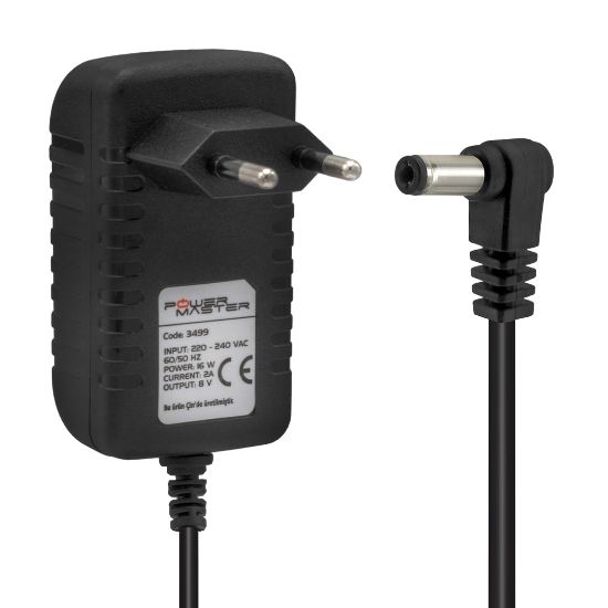 POWERMASTER PM-3499 8 VOLT - 2 AMPER 5.5*2.5 UÇLU POS MAKİNESİ ADAPTÖRÜ resmi