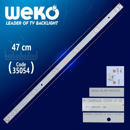 HL-2A480A28-0302R-01 A0 - 8D2A-DLM4-800601 -  RIGHT - 47 CM 6 LEDLİ (WK-826) resmi