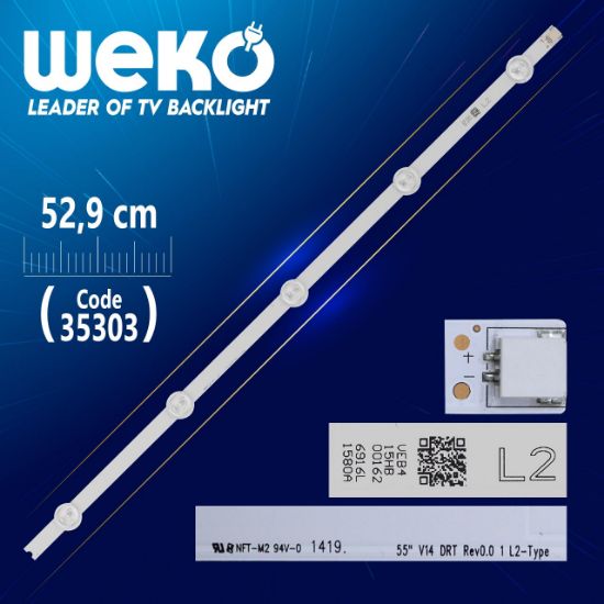 55 V14 DRT REV0.0 1 L2-TYPE - 6916L1448A - 52.9 CM 5 LEDLİ - (WK-931) resmi