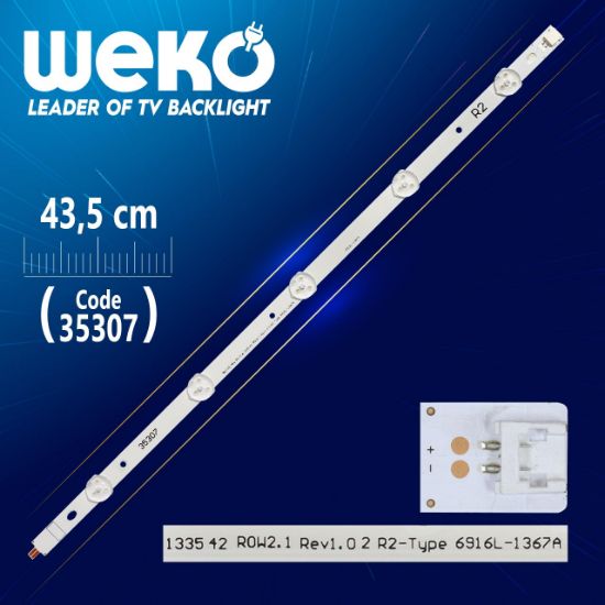 42 ROW2.1 REV1.0 2 R2-TYPE 6916L-1367A - 43.5 CM 5 LEDLİ - (WK-371) resmi