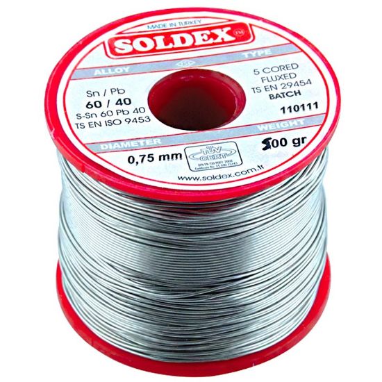 SOLDEX 0.75MM 500 GRAM İNCE LEHİM SN60 PB40 resmi