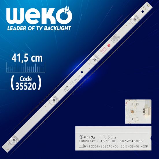 MY43D04-ZC23AG-03 4S1P - 303MY430031 - 135-140/3.0-3.1 - 41.5 CM 4 LEDLİ - (WK-1056) resmi