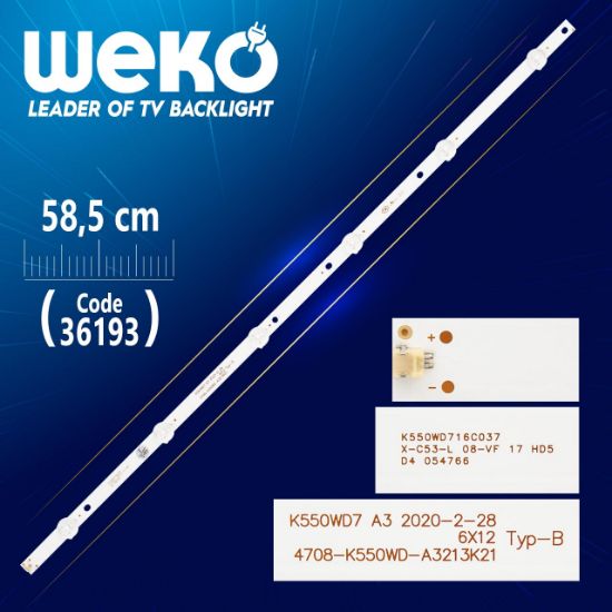 K550WD7 A3 6X12 TYP-B 4708-K550WD-A3213K21 6 LEDLİ 58.5 CM resmi